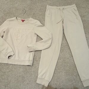 Guess Beige Sweatshirt and Joggers Set